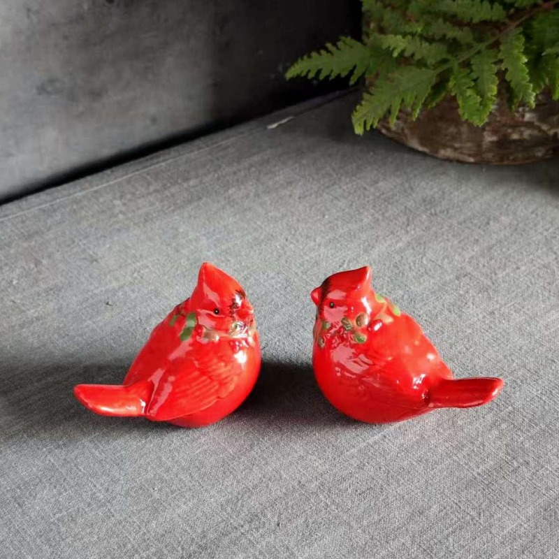 Interior Design School - Nordic Ceramic Red Festive Bird Sculpture
