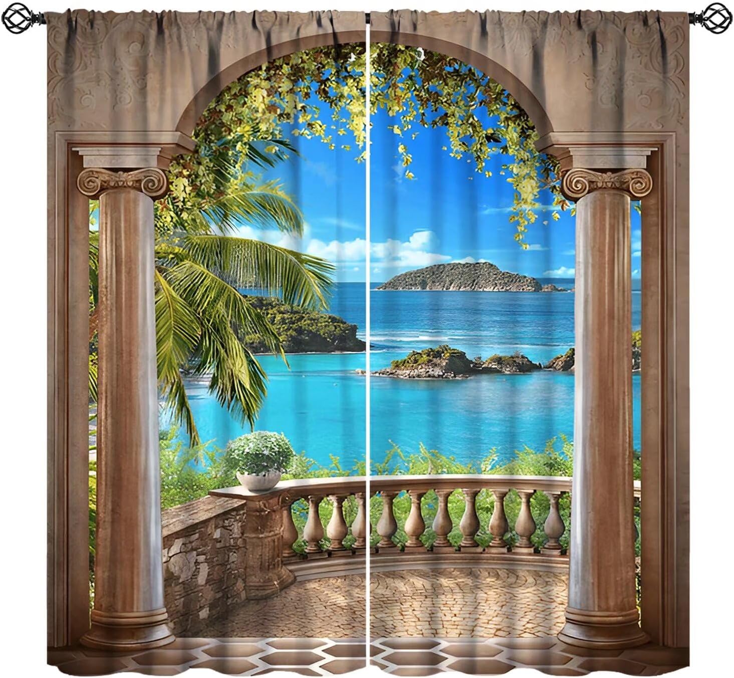 Tropical Beach View Curtains D - Interior Design Youtube recension och pris