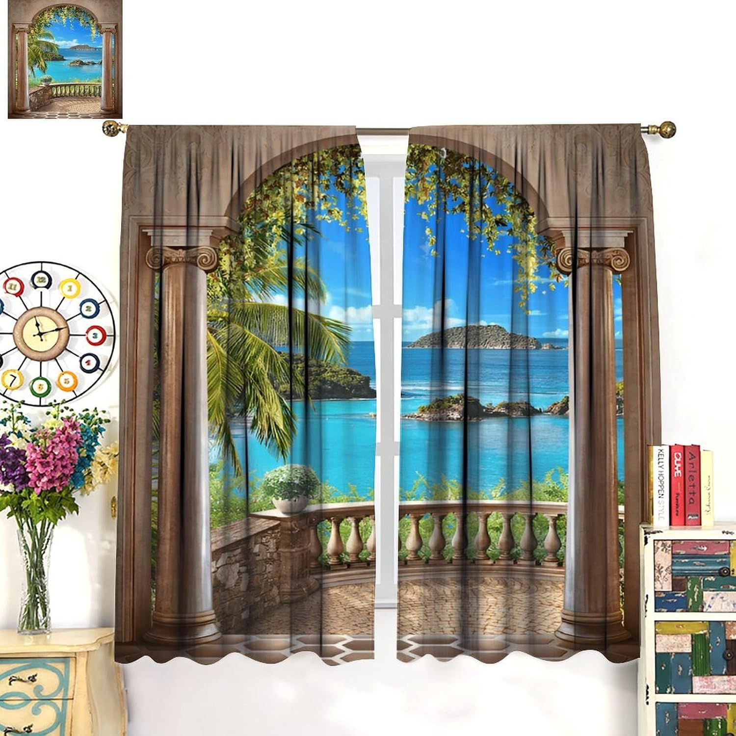 Tropical Beach View Curtains D - Interior Design Youtube recension och pris