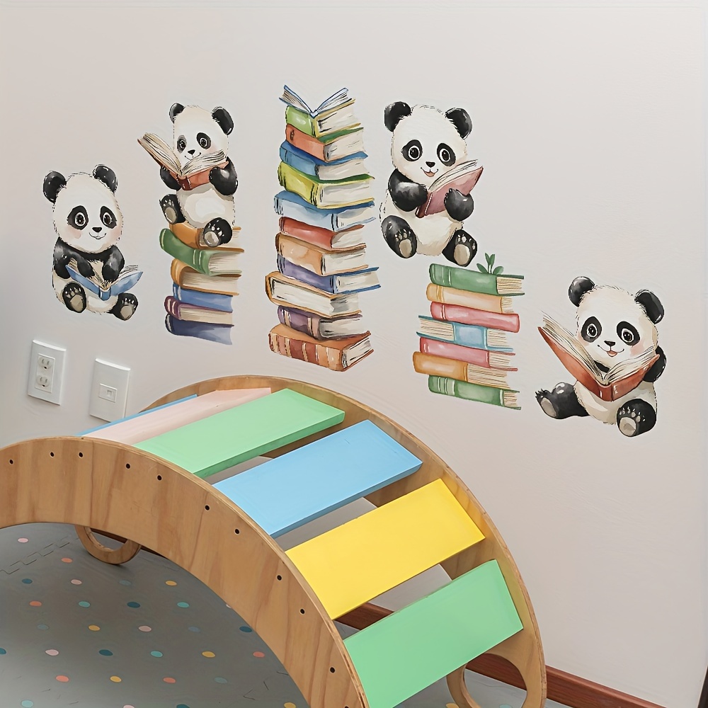 Cartoon Panda Read Book Wall S - Interior Design School recension och pris