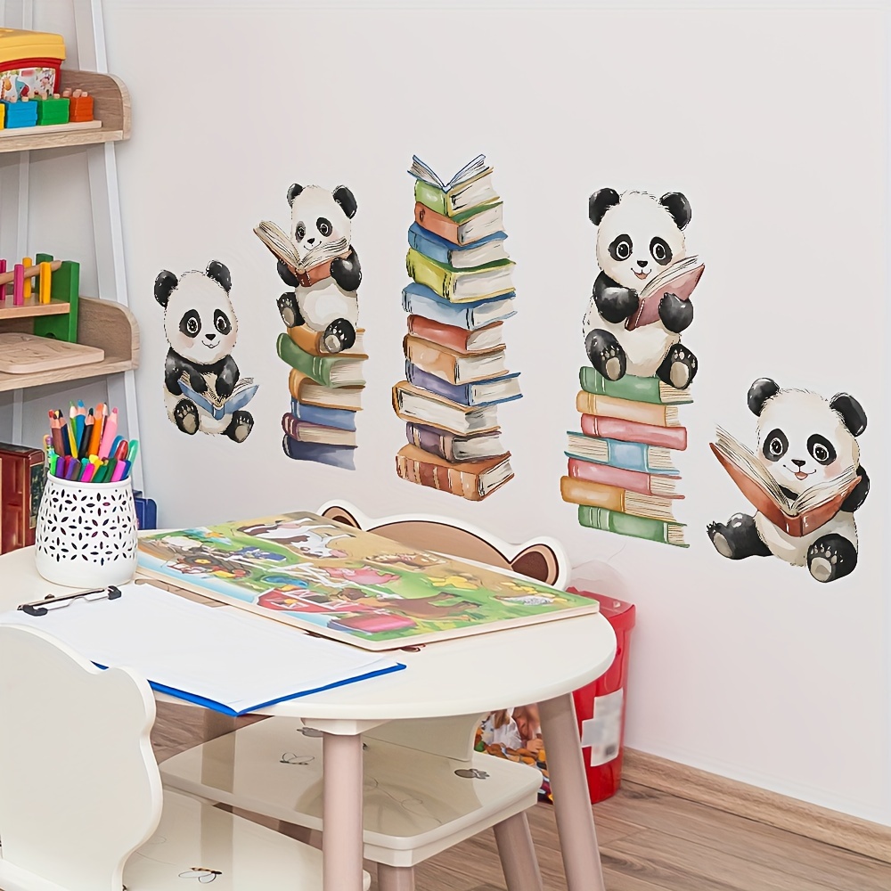 Cartoon Panda Read Book Wall S - Interior Design School recension och pris